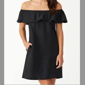 Tommy Bahama Linen Off-The-Shoulder Dress, Black, Large